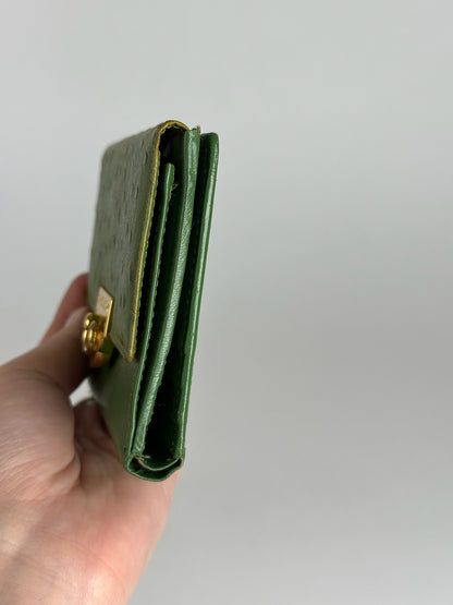 Vintage  Givenchy Ostrich Leather Wallet Green