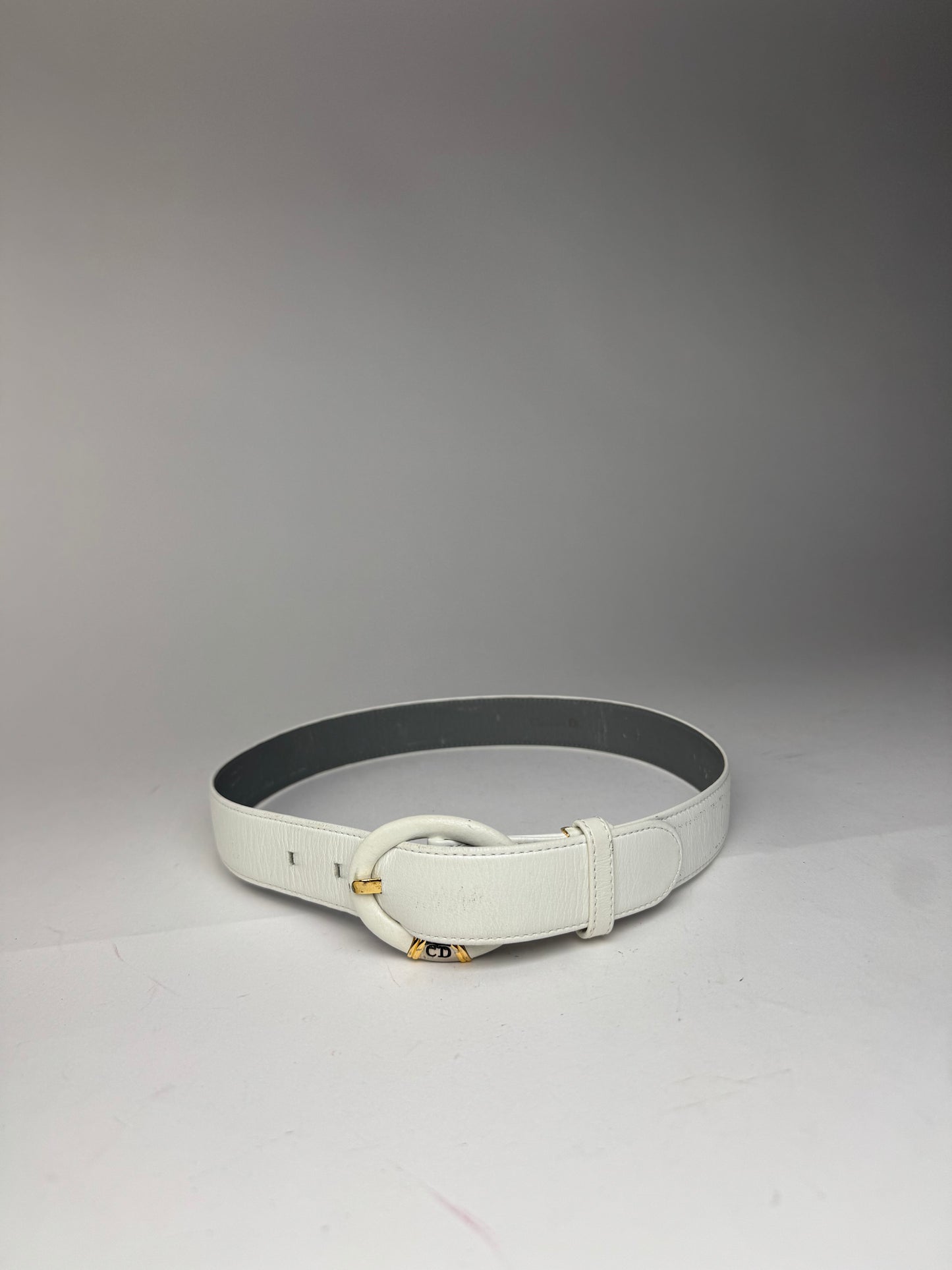 Vintage Dior leather belt white
