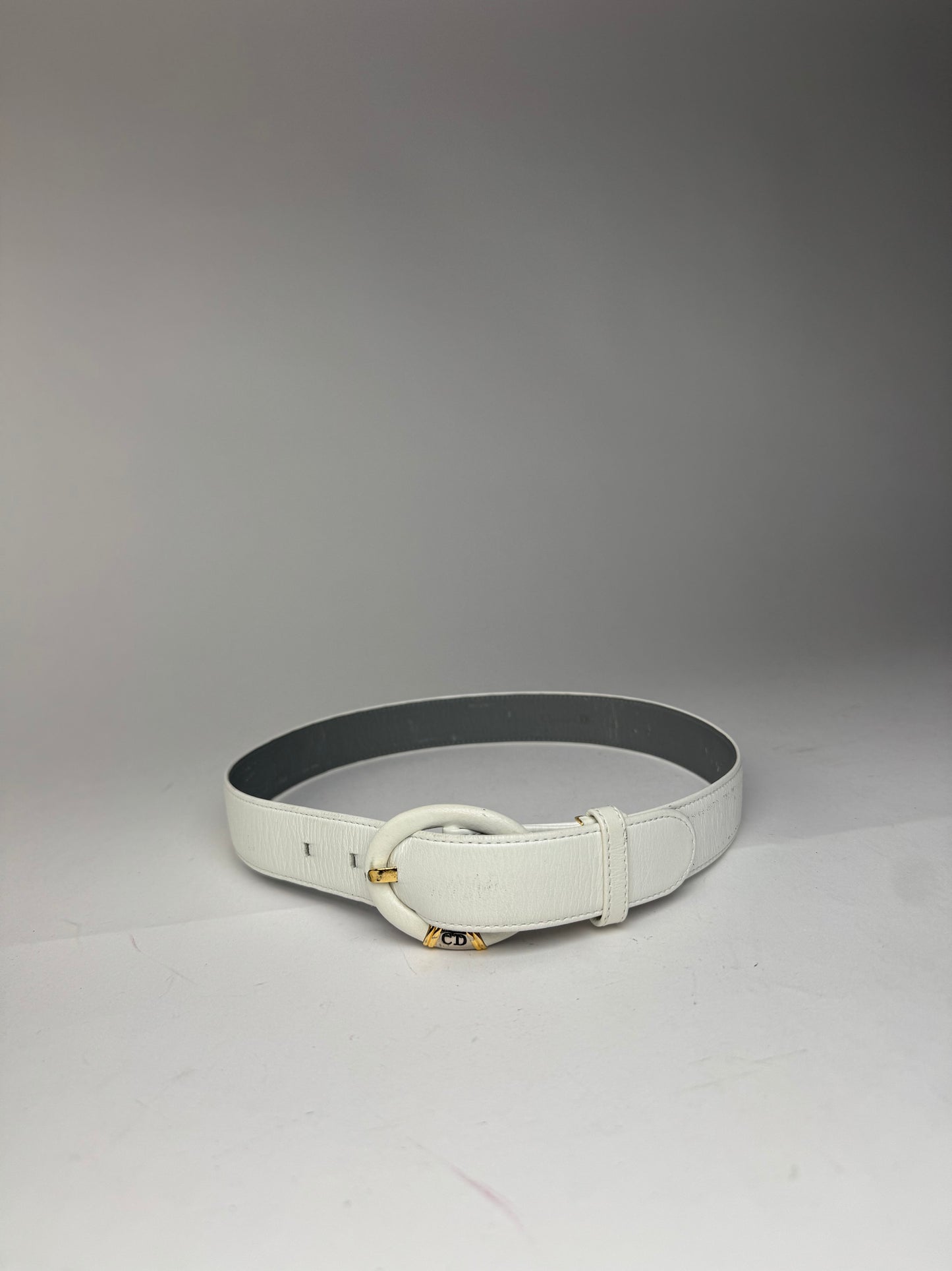 Vintage Dior leather belt white