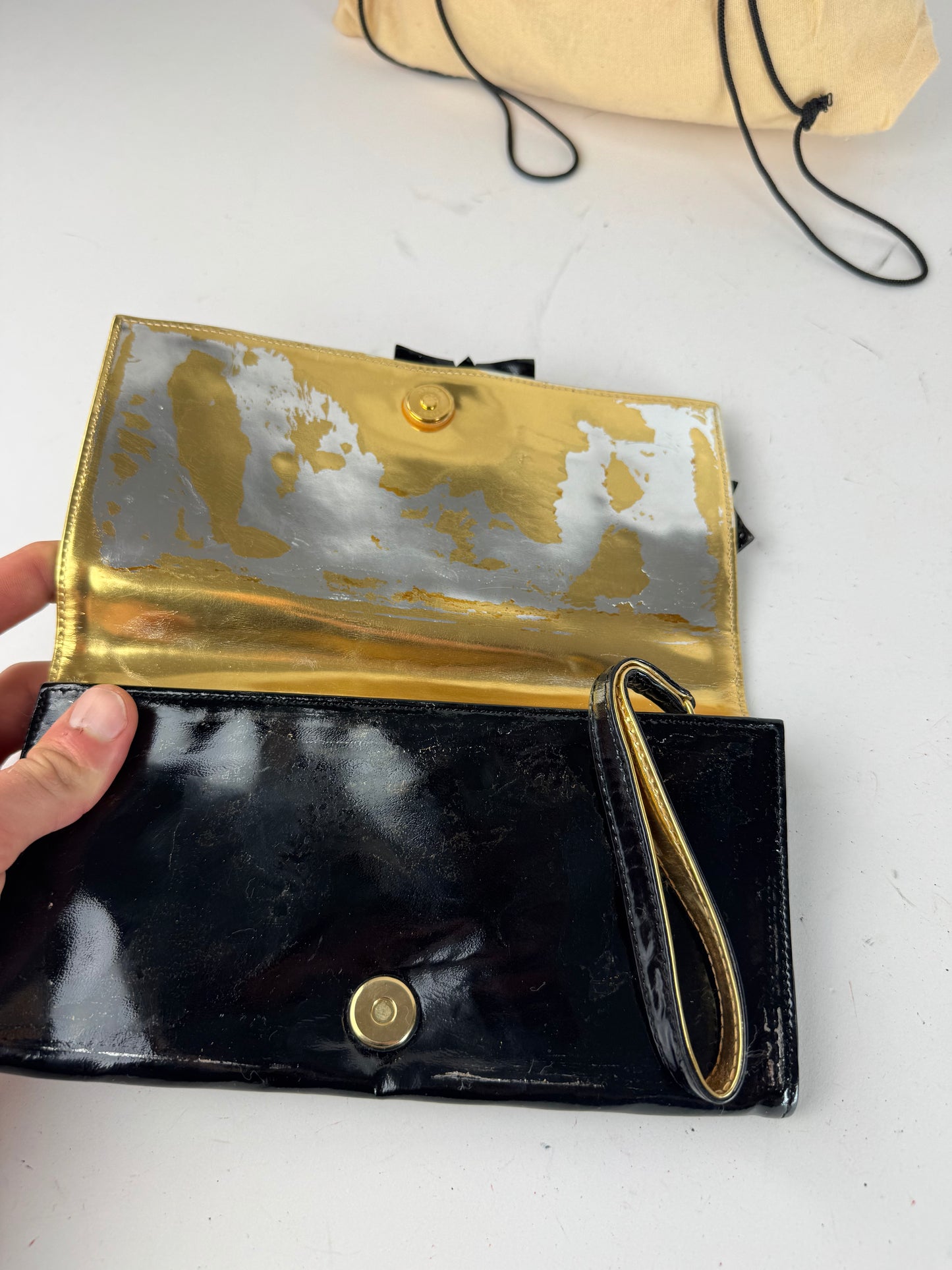 Vintage Loewe Madrid Patent Leather clutch Black