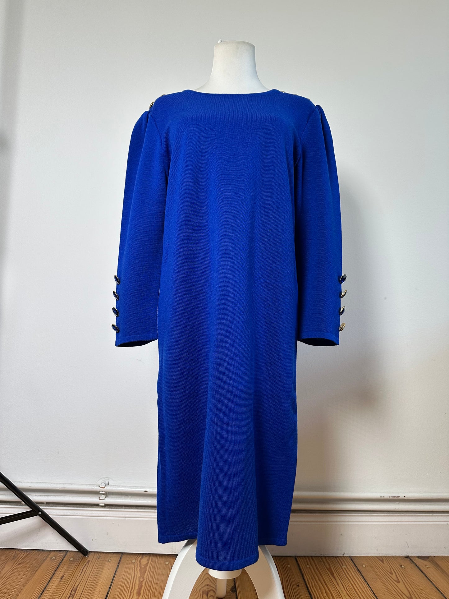 Vintage Yves Saint Laurent Wool Blend Dress Bright Blue M