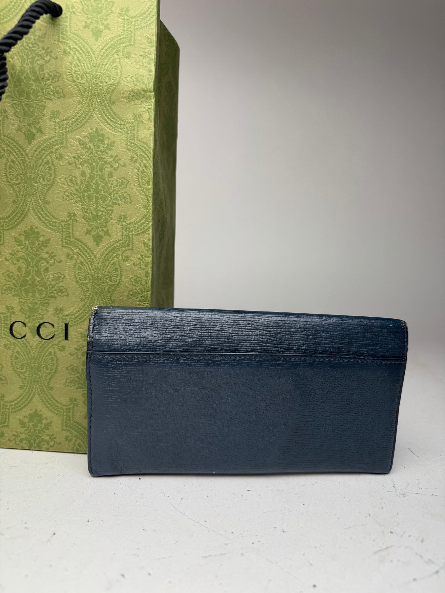 Vintage Gucci Monogram leather ID Holder GG Navy