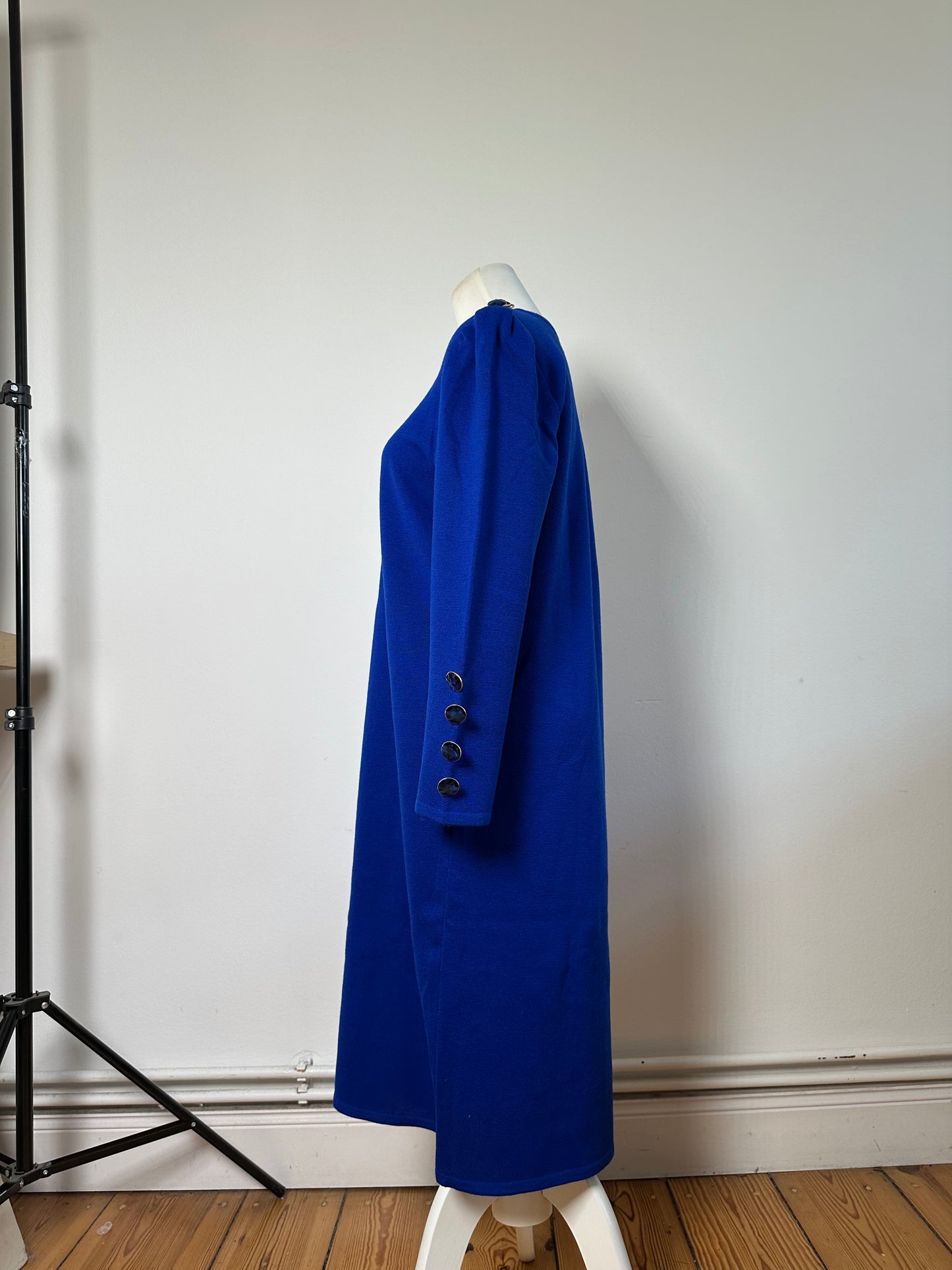 Vintage Yves Saint Laurent Wool Blend Dress Bright Blue M