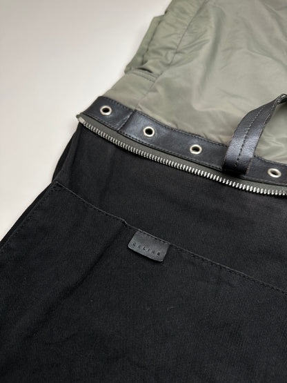 Vintage Celine Nylon Leather Trim Tote Olive Black