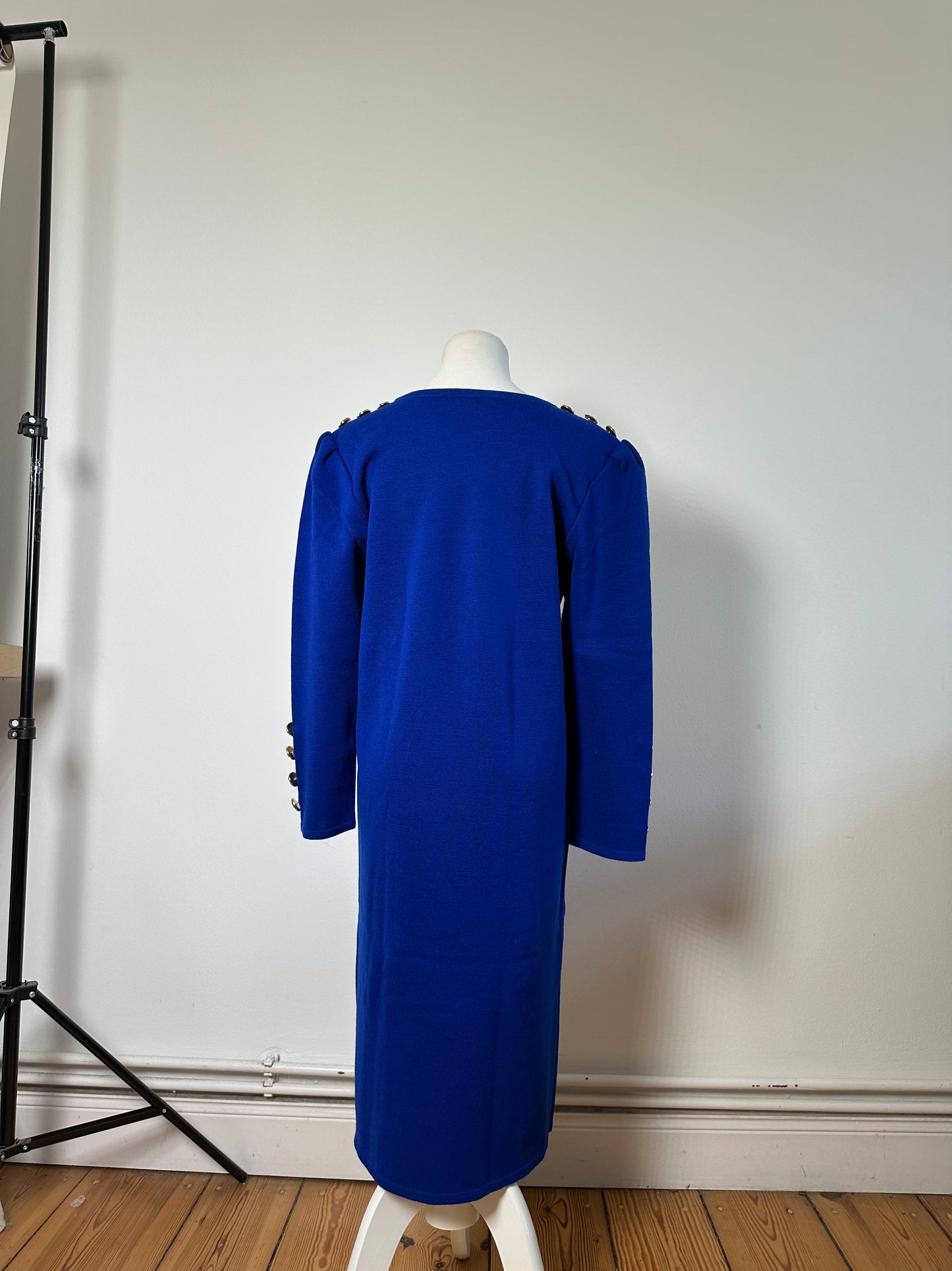 Vintage Yves Saint Laurent Wool Blend Dress Bright Blue M