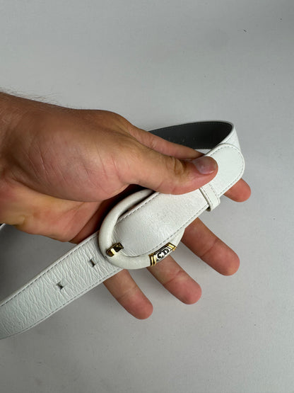 Vintage Dior leather belt white