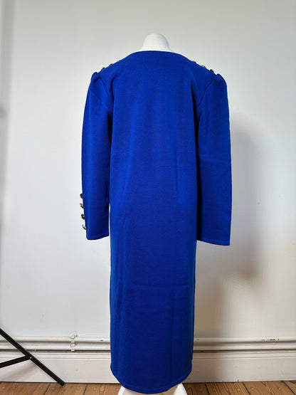 Vintage Yves Saint Laurent Wool Blend Dress Bright Blue M