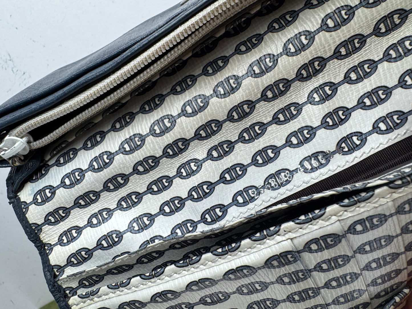 Vintage Gucci Monogram leather ID Holder GG Navy