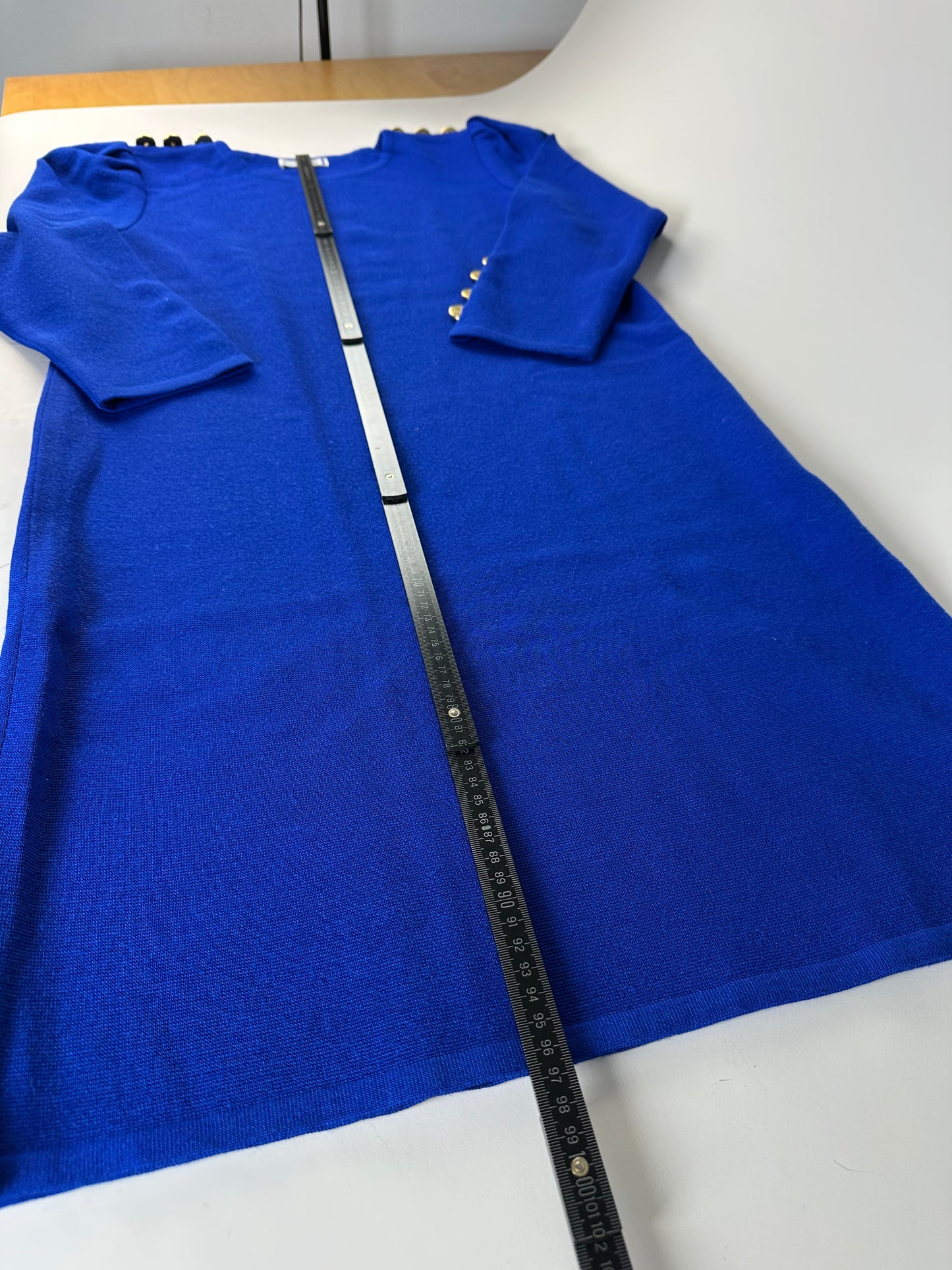 Vintage Yves Saint Laurent Wool Blend Dress Bright Blue M