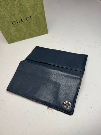 Vintage Gucci Monogram leather ID Holder GG Navy
