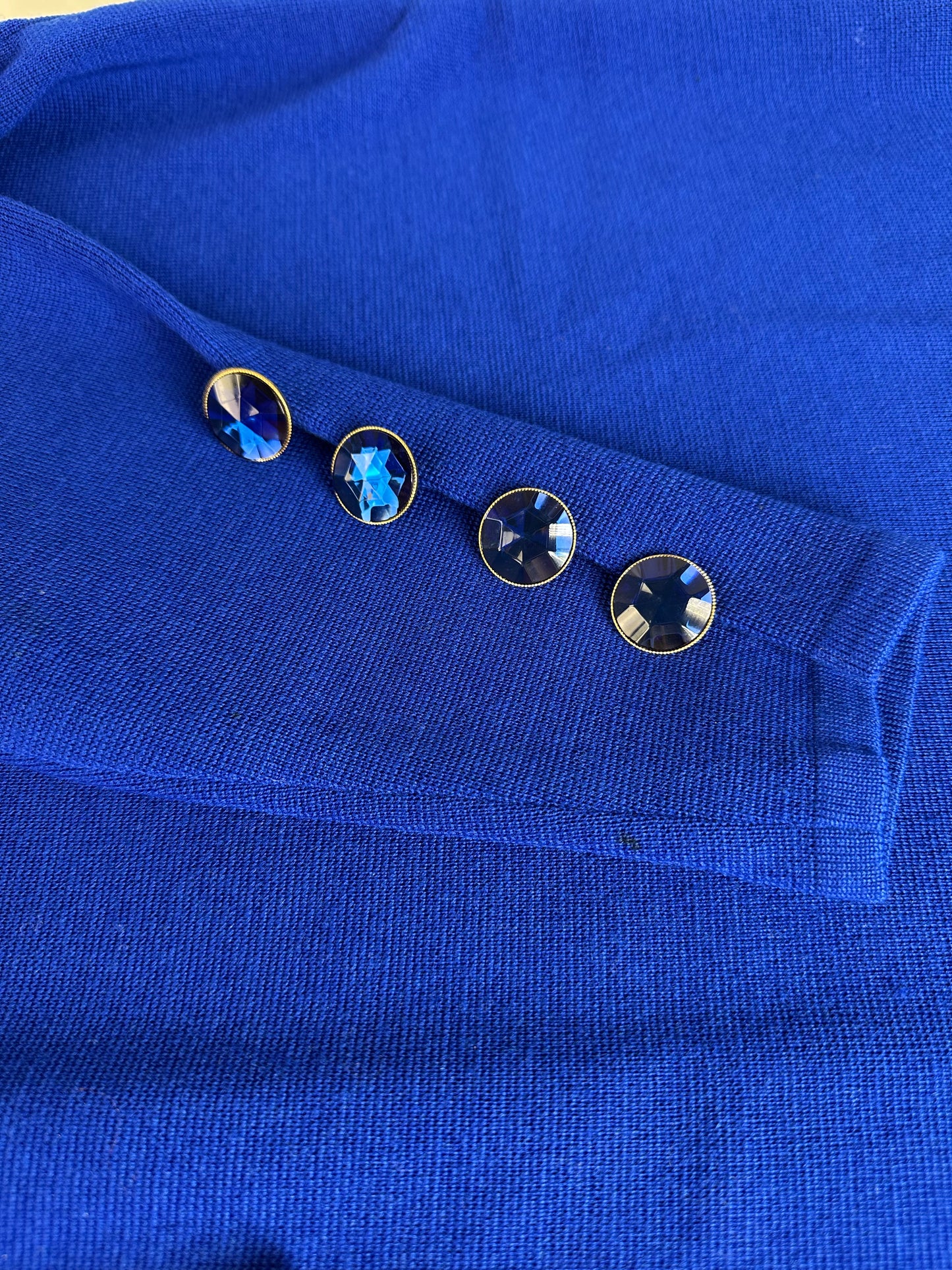 Vintage Yves Saint Laurent Wool Blend Dress Bright Blue M
