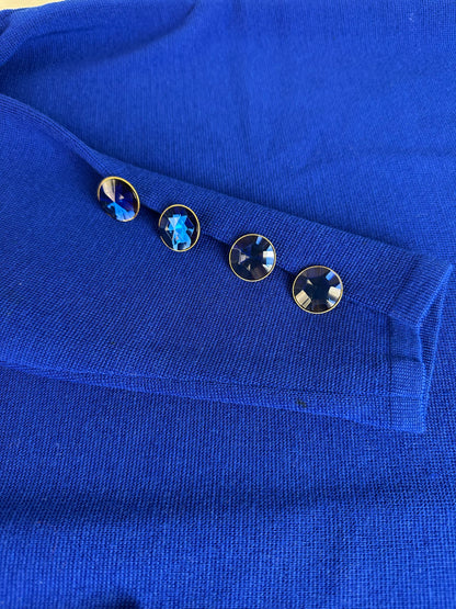 Vintage Yves Saint Laurent Wool Blend Dress Bright Blue M