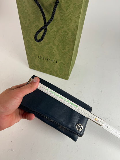 Vintage Gucci Monogram leather ID Holder GG Navy