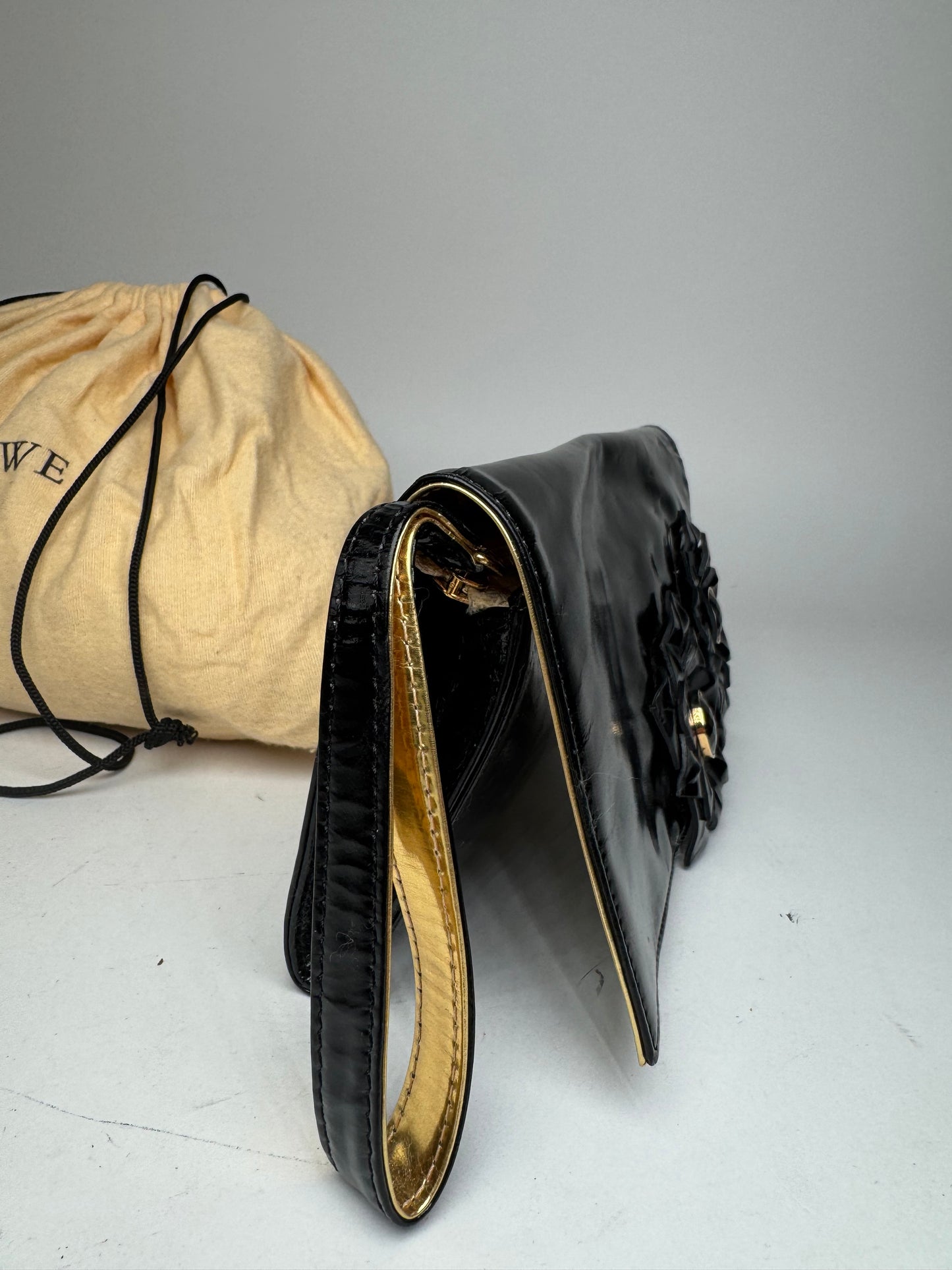 Vintage Loewe Madrid Patent Leather clutch Black