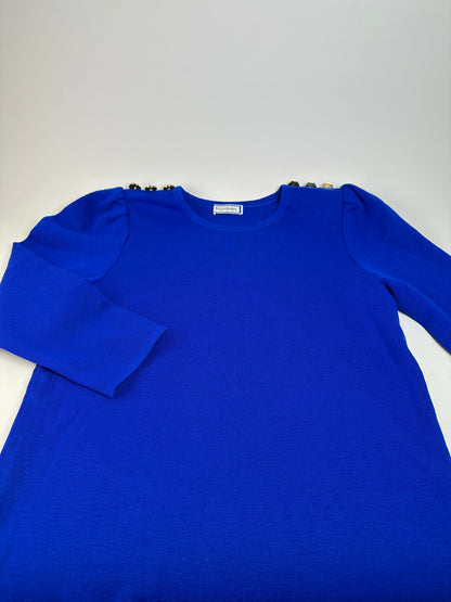 Vintage Yves Saint Laurent Wool Blend Dress Bright Blue M