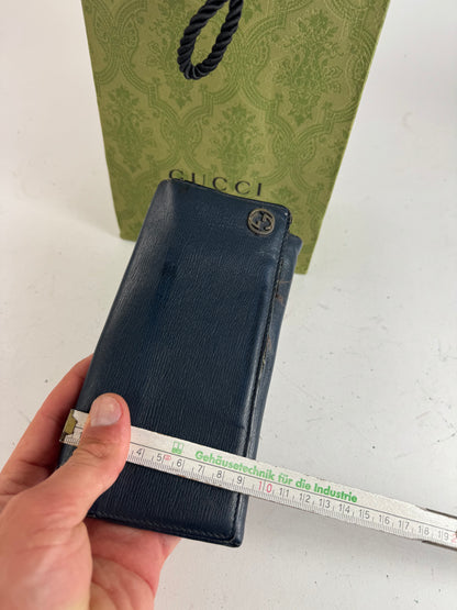 Vintage Gucci Monogram leather ID Holder GG Navy