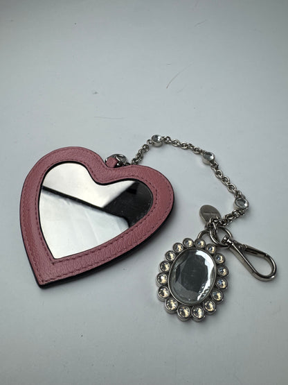 Vintage Miu Miu Heart Keychain Pink Silver