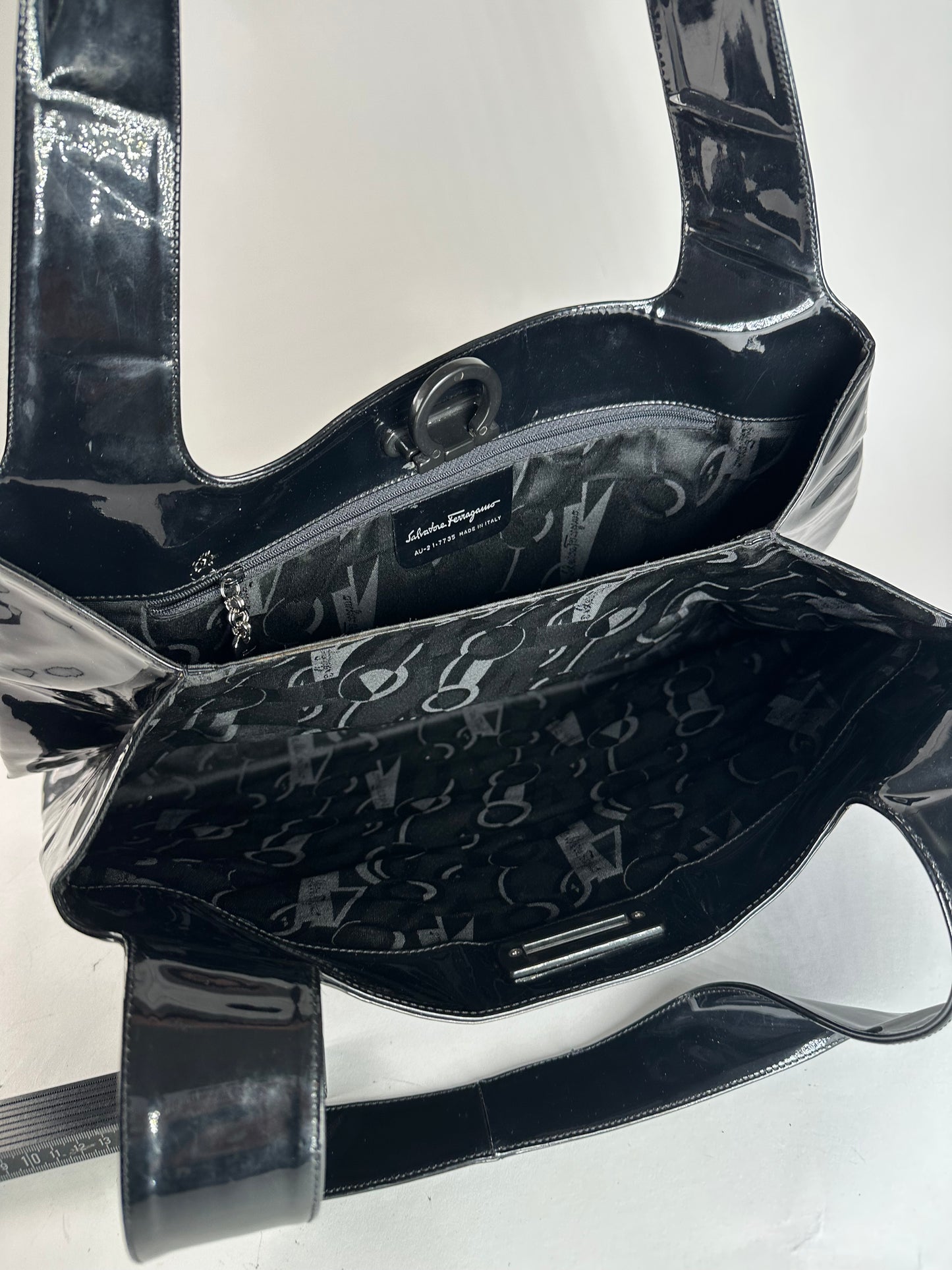 Vintage Salvatore Ferragamo Patent Leather Bag Black