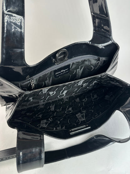 Vintage Salvatore Ferragamo Patent Leather Bag Black