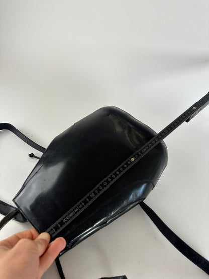 Vintage Salvatore Ferragamo Patent Leather Drawstring Backpack Black