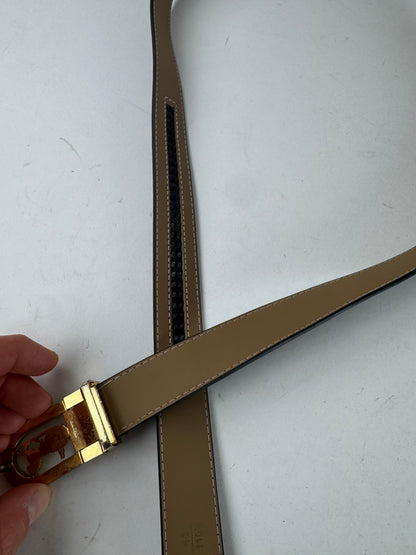 Vintage Celine Paris Carriage Logo Leather Belt Black