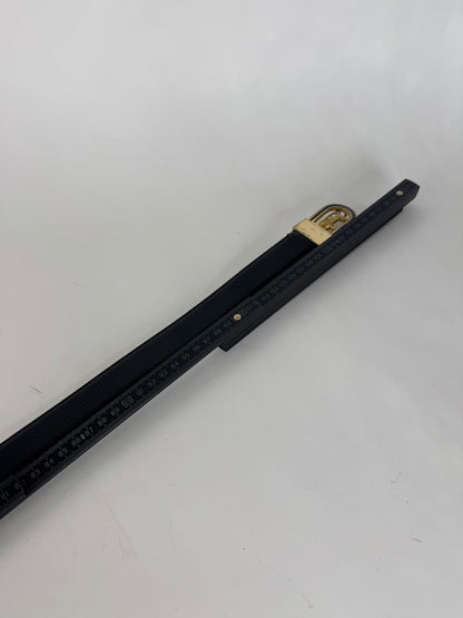 Vintage Celine Paris Carriage Logo Leather Belt Black