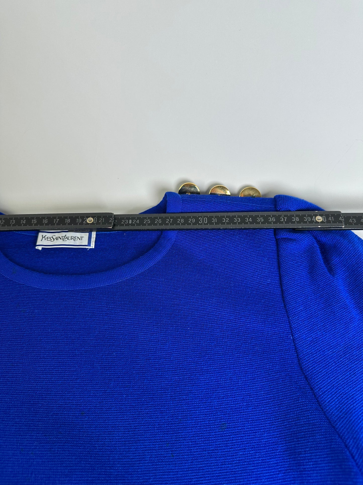 Vintage Yves Saint Laurent Wool Blend Dress Bright Blue M
