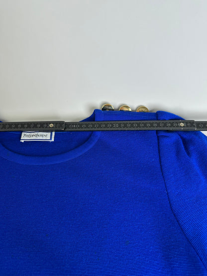Vintage Yves Saint Laurent Wool Blend Dress Bright Blue M
