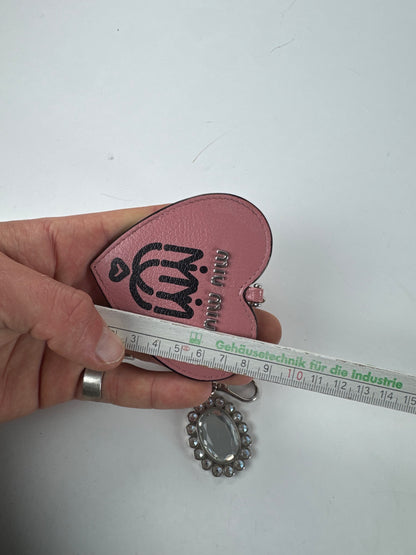 Vintage Miu Miu Heart Keychain Pink Silver