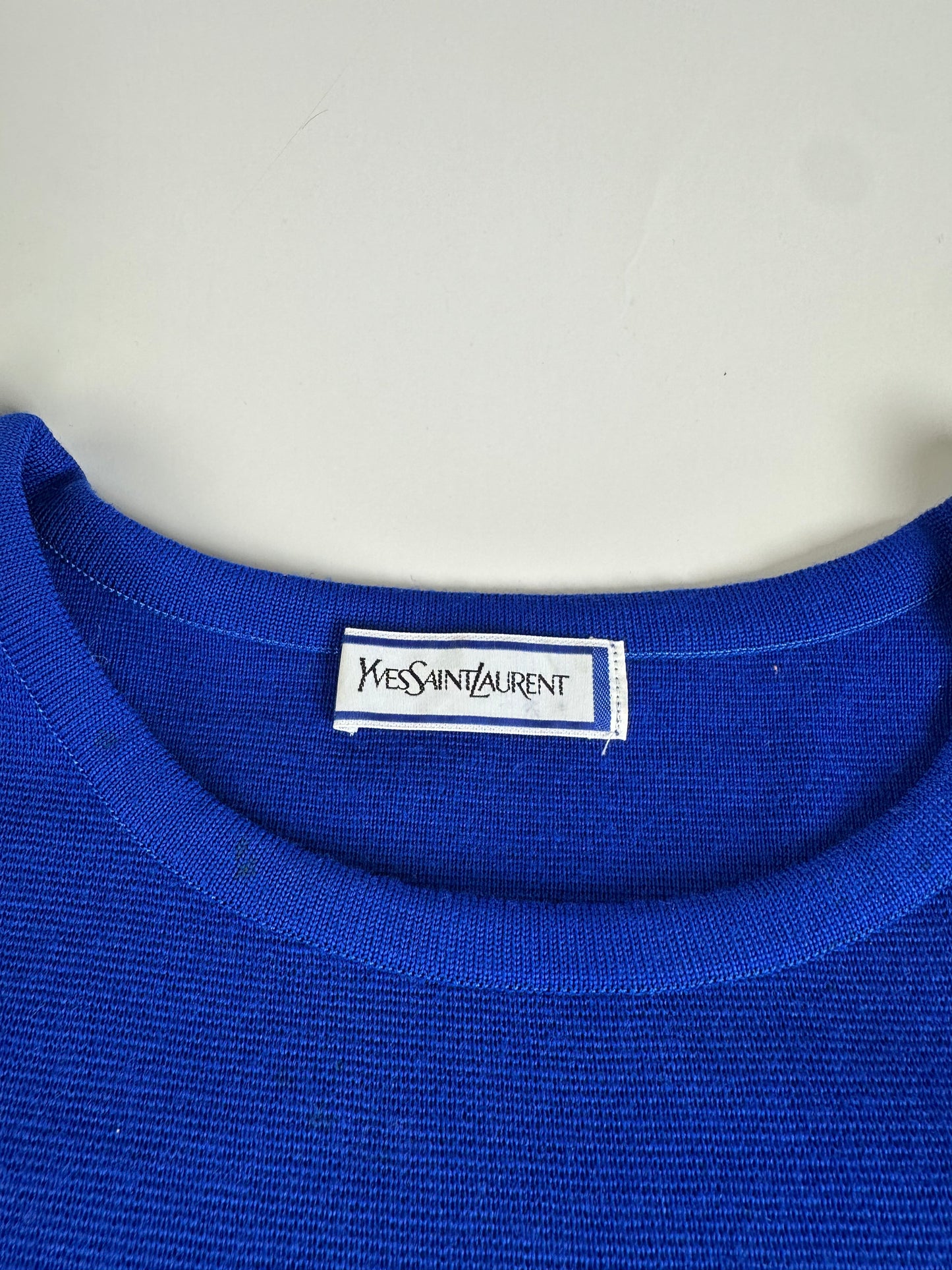 Vintage Yves Saint Laurent Wool Blend Dress Bright Blue M