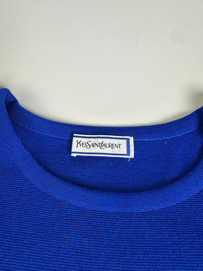 Vintage Yves Saint Laurent Wool Blend Dress Bright Blue M