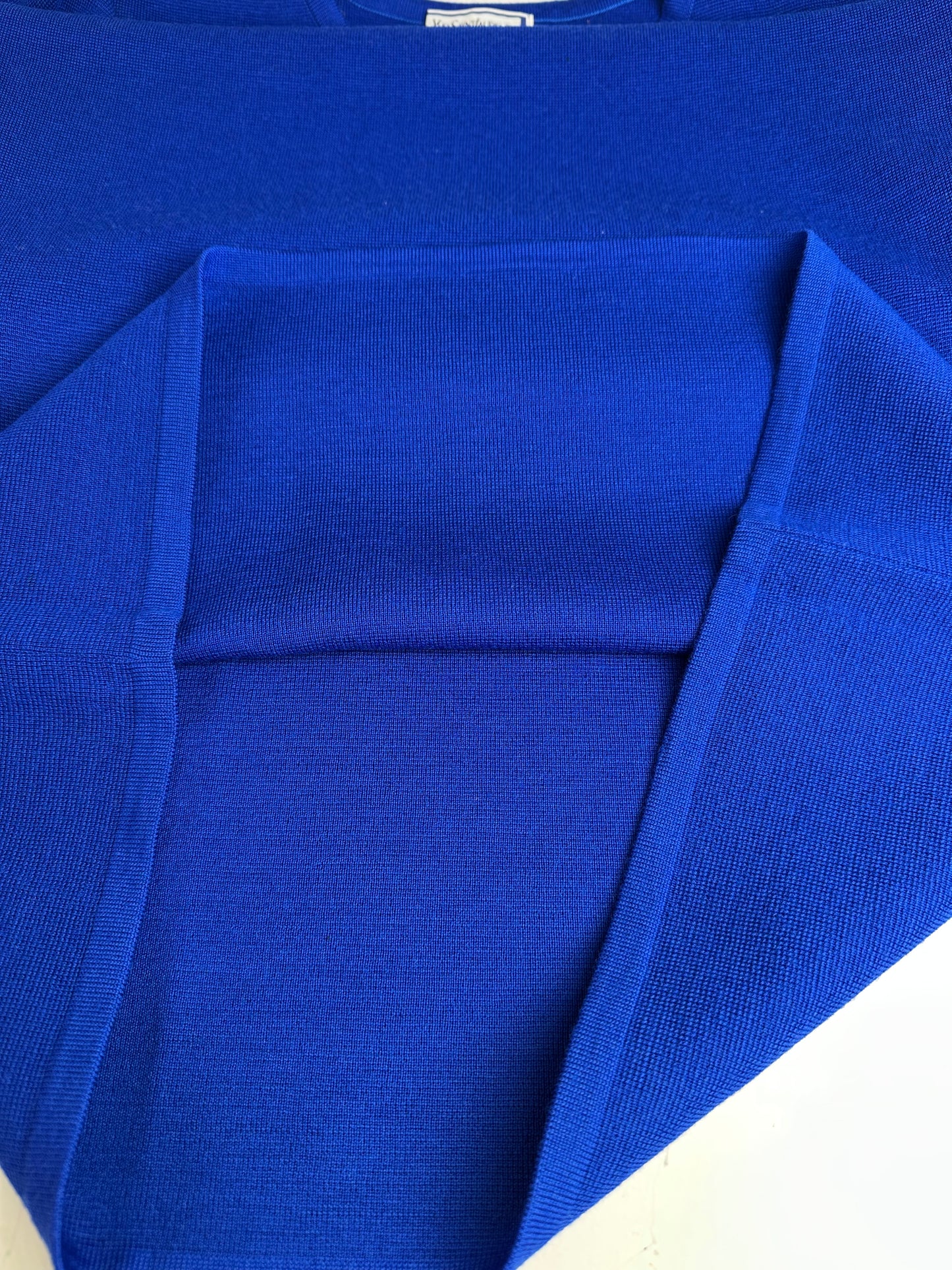 Vintage Yves Saint Laurent Wool Blend Dress Bright Blue M