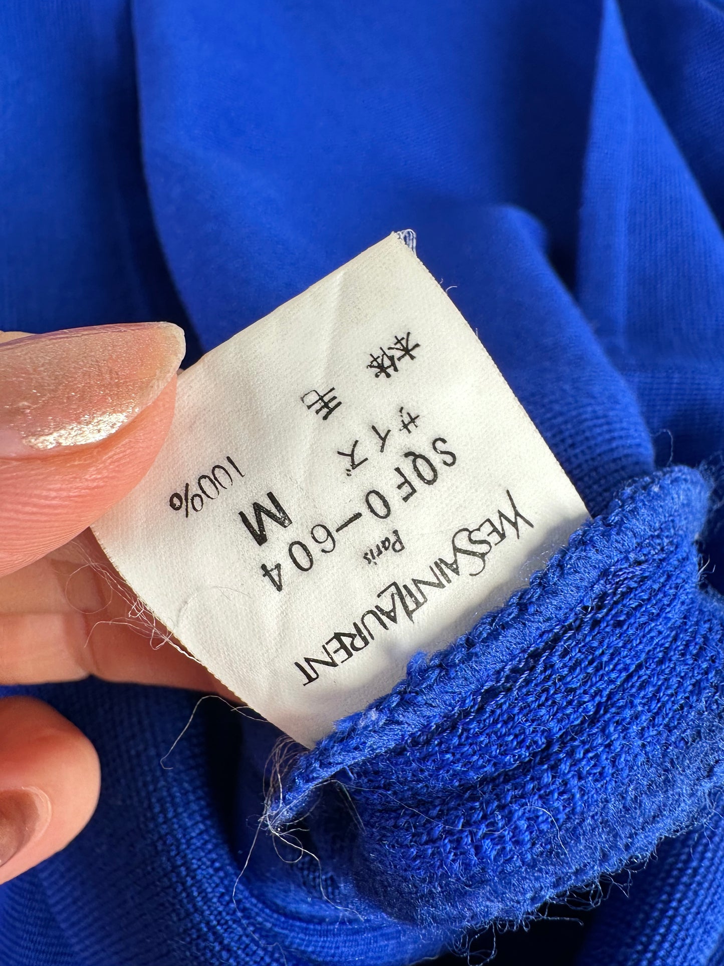 Vintage Yves Saint Laurent Wool Blend Dress Bright Blue M