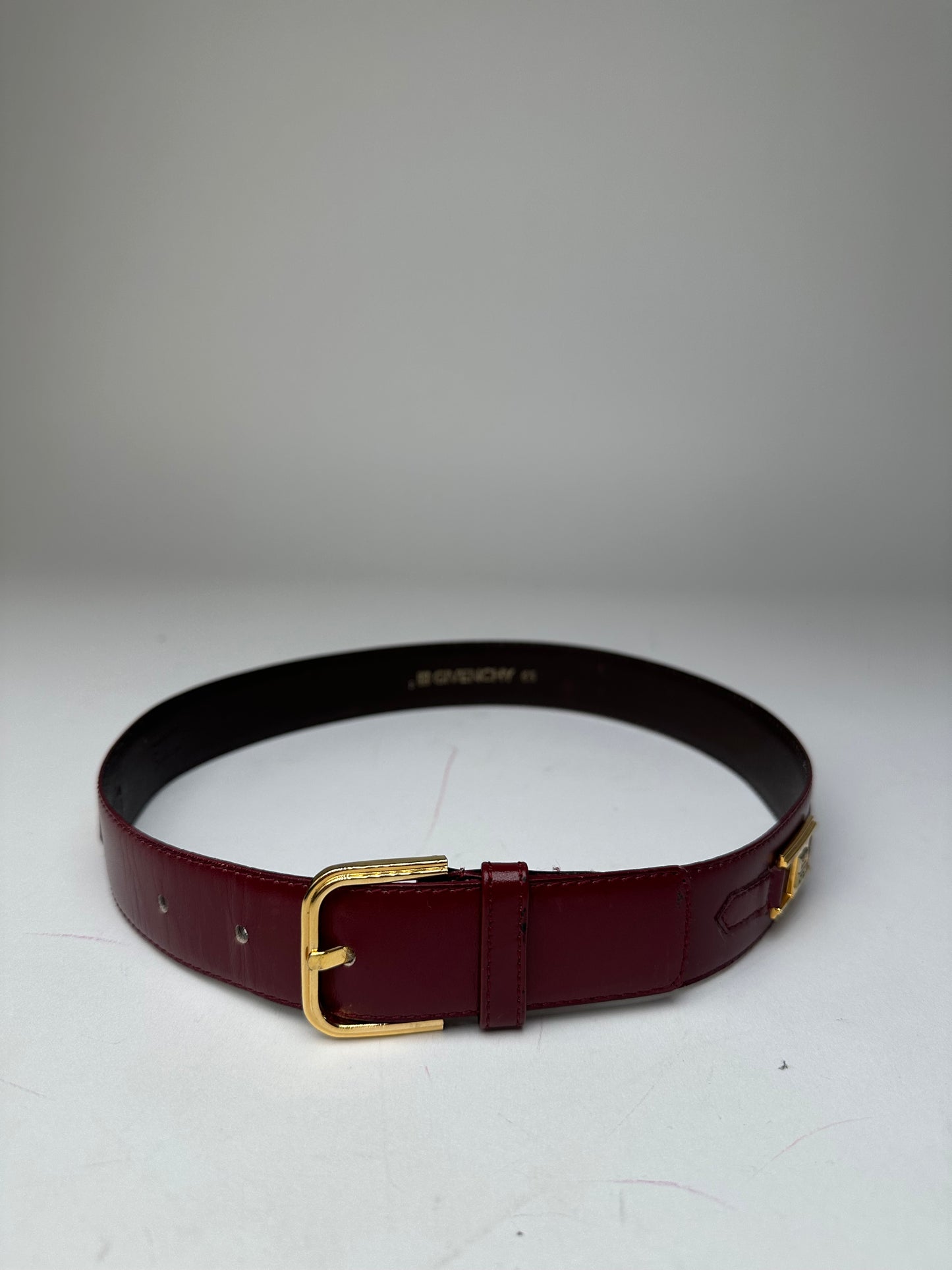 Vintage Givenchy 4G Logo Leather Belt Burgundy 65