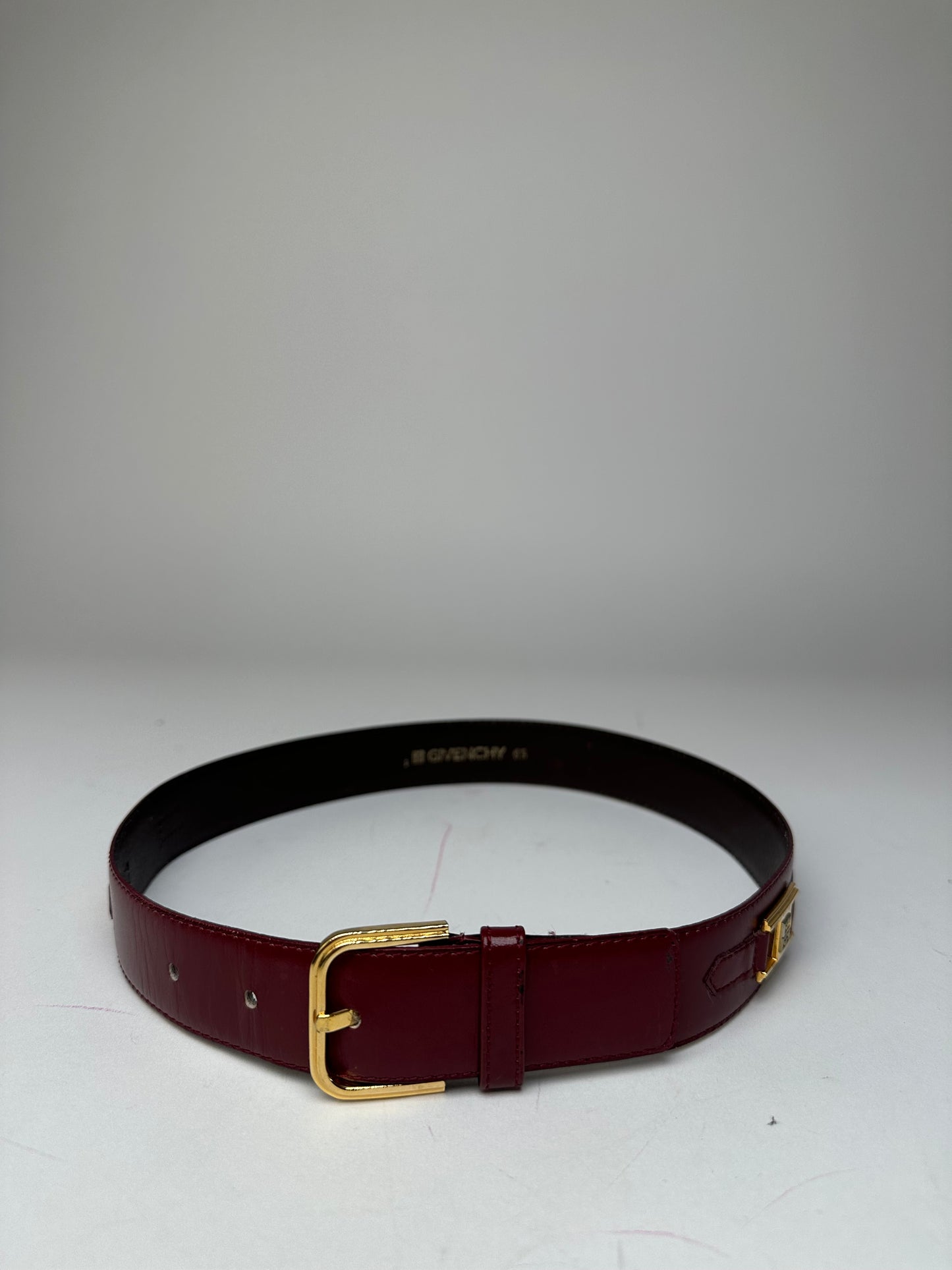 Vintage Givenchy 4G Logo Leather Belt Burgundy 65