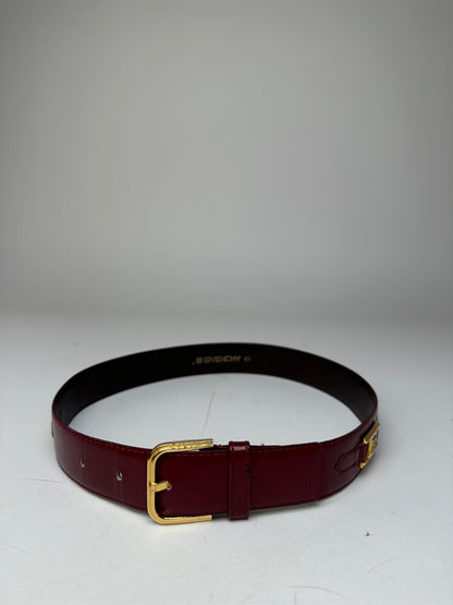 Vintage Givenchy 4G Logo Leather Belt Burgundy 65