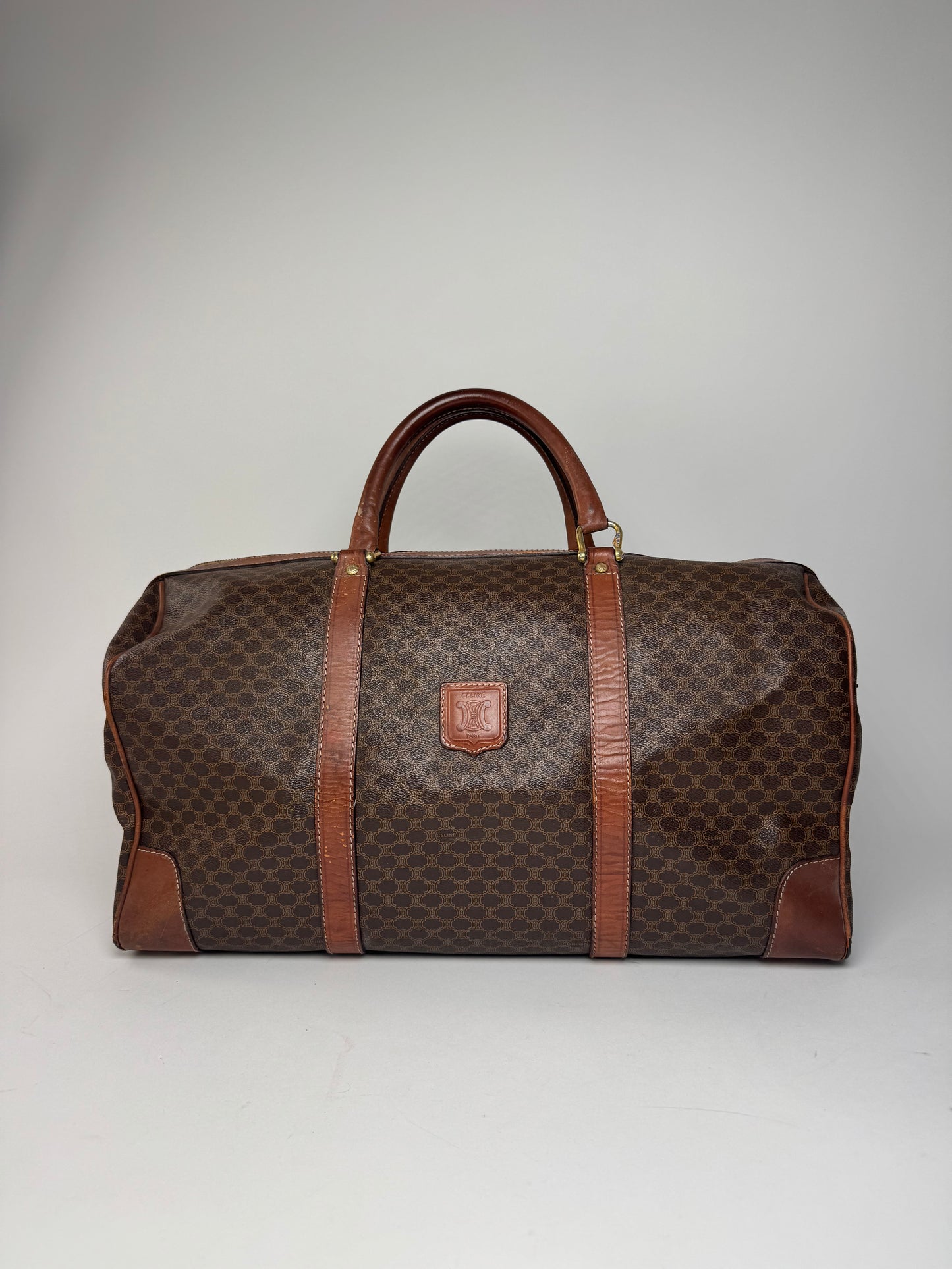 Vintage Celine Paris Triomphe Monogram Duffel Bag brown