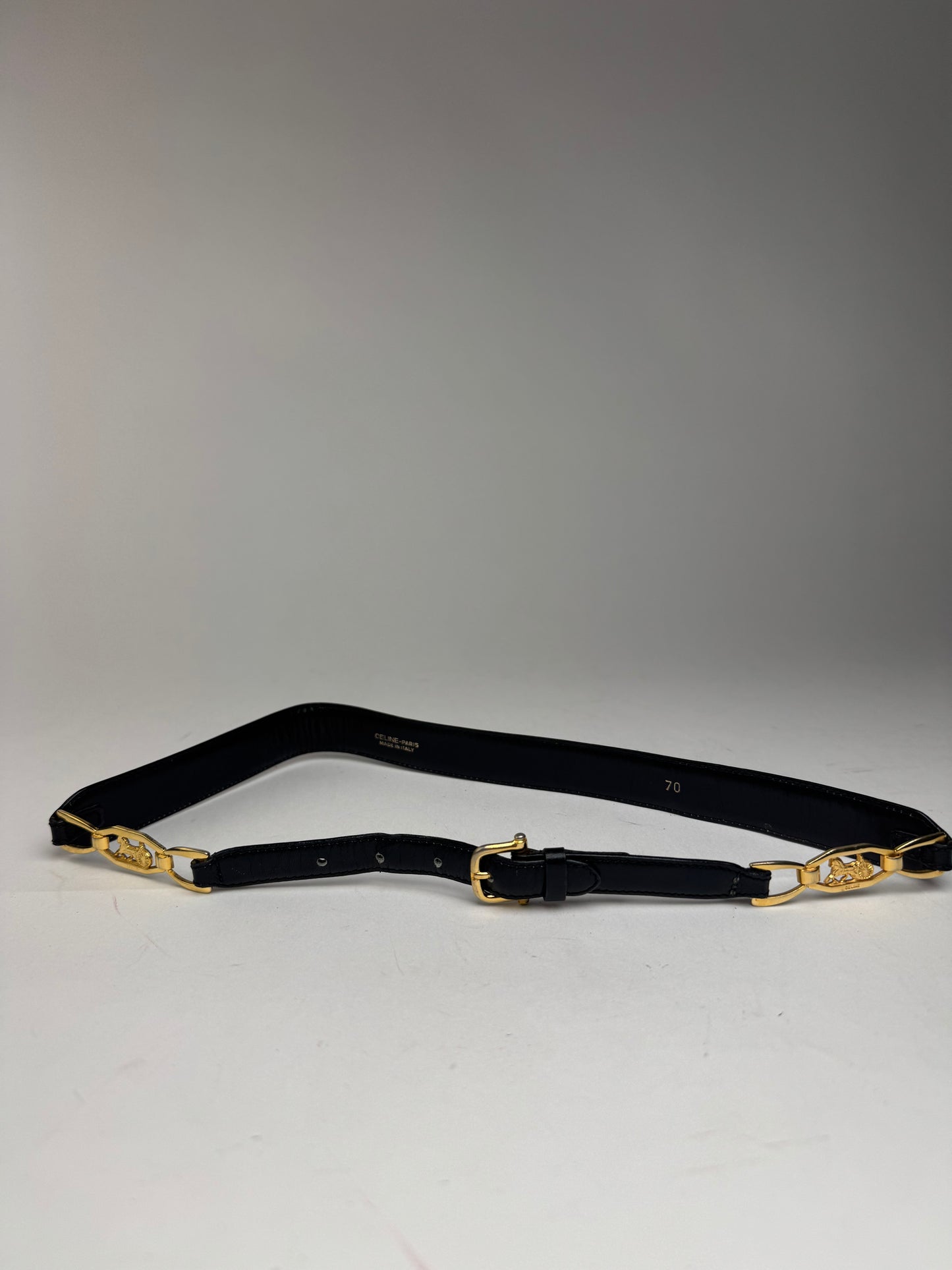 Vintage Celine Leather belt black gold