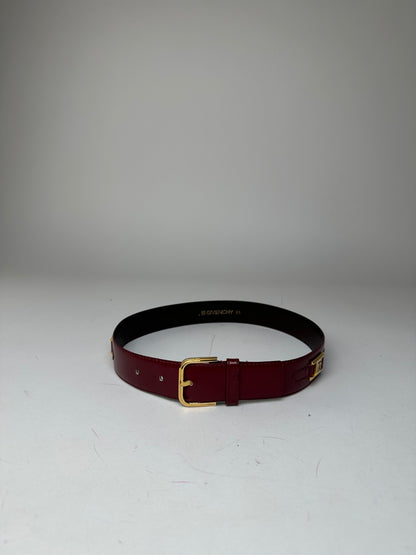 Vintage Givenchy 4G Logo Leather Belt Burgundy 65
