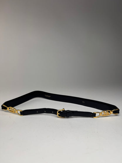 Vintage Celine Leather belt black gold