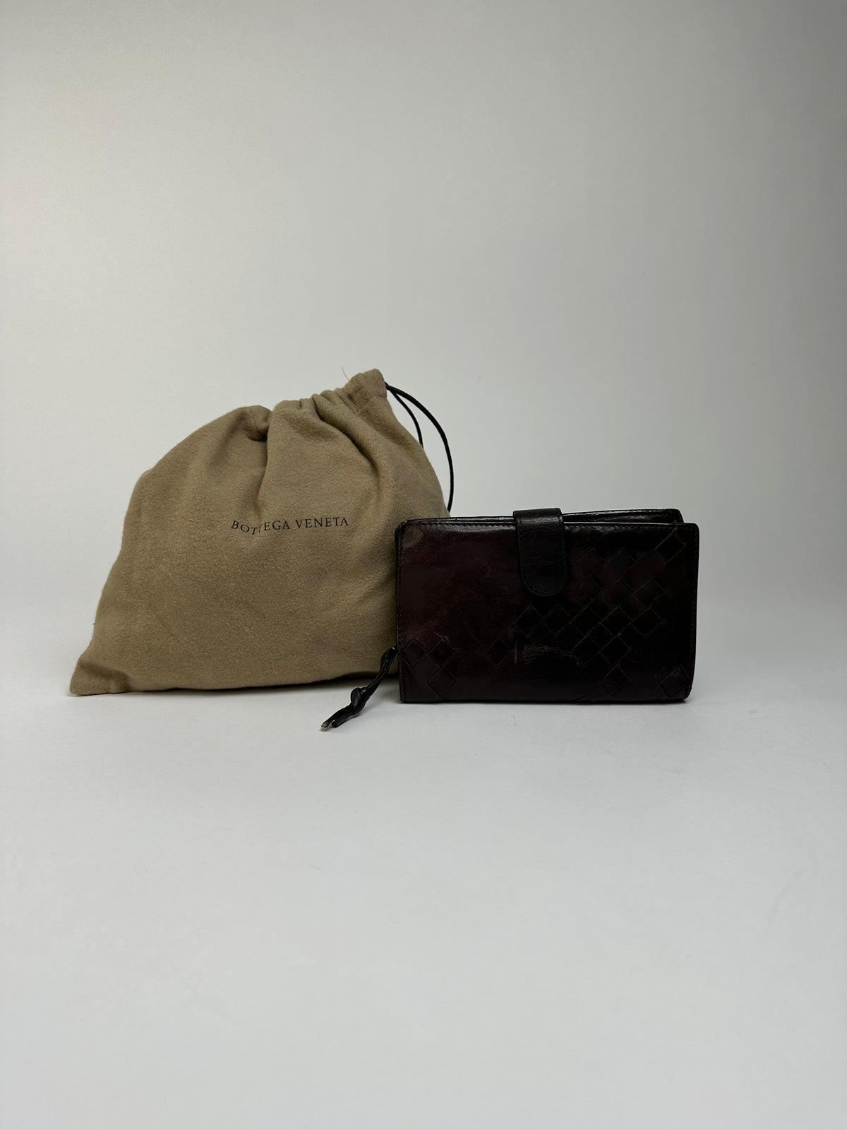 Vintage Bottega Veneta Intrecciato Bifold Wallet Late 1990s Dark Brown