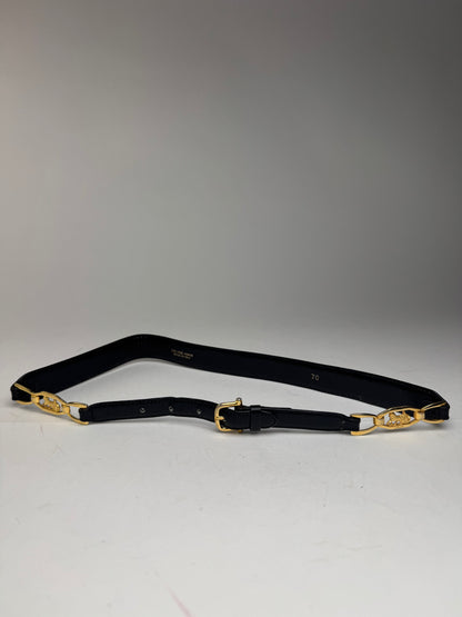Vintage Celine Leather belt black gold