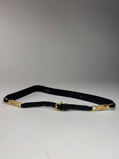 Vintage Celine Leather belt black gold