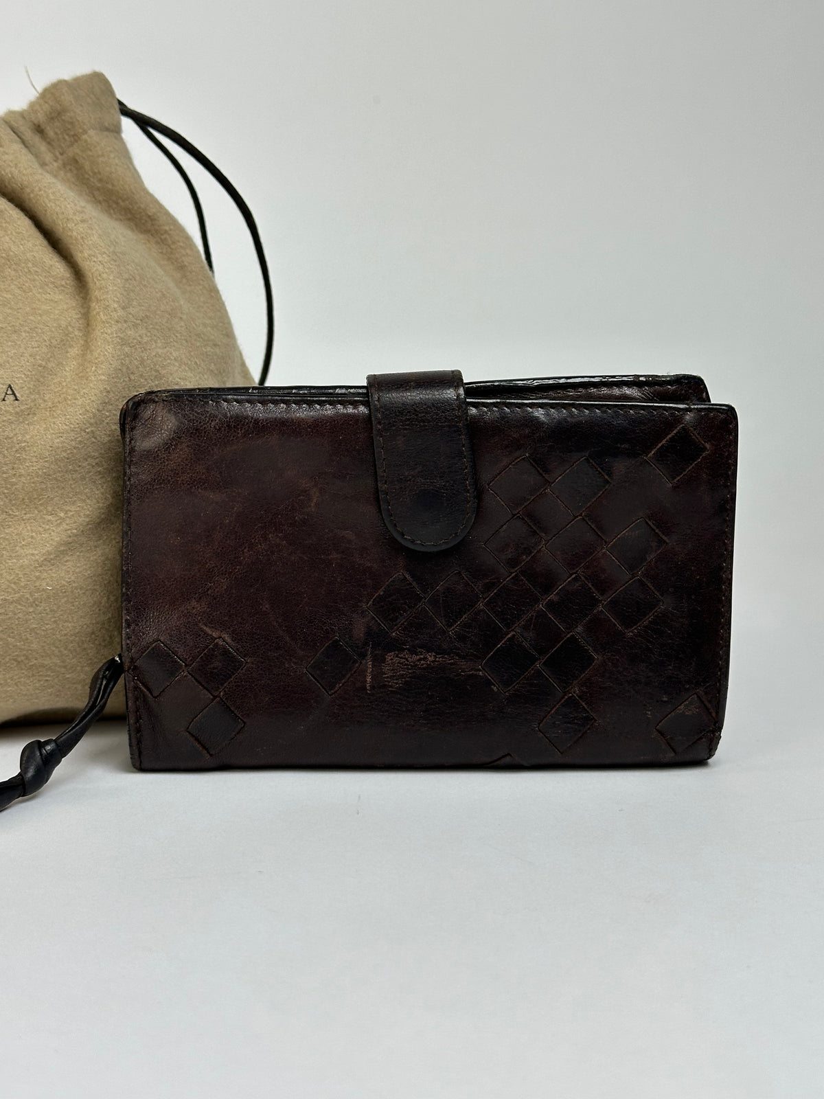 Vintage Bottega Veneta Intrecciato Bifold Wallet Late 1990s Dark Brown