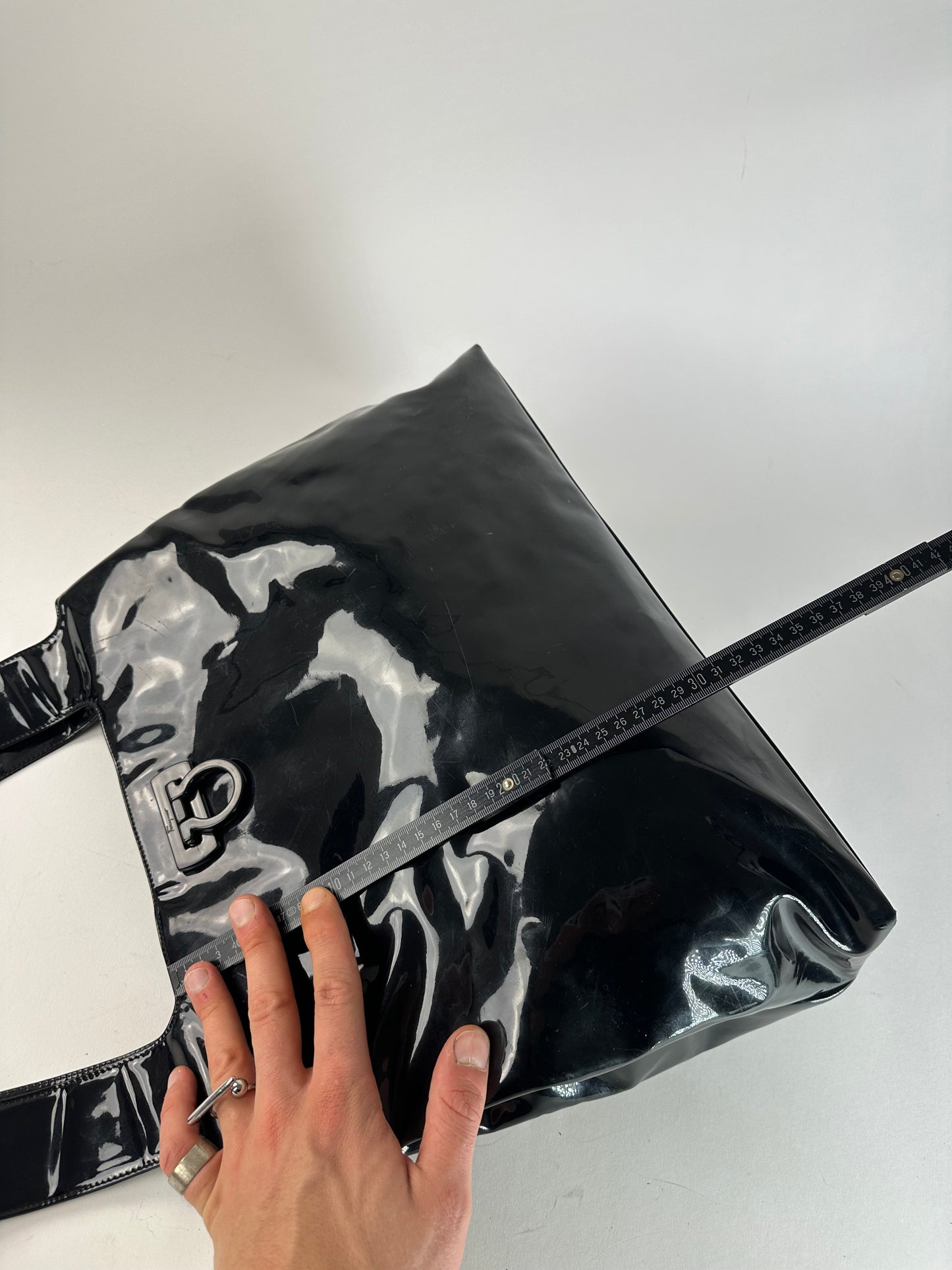 Vintage Salvatore Ferragamo Patent Leather Bag Black