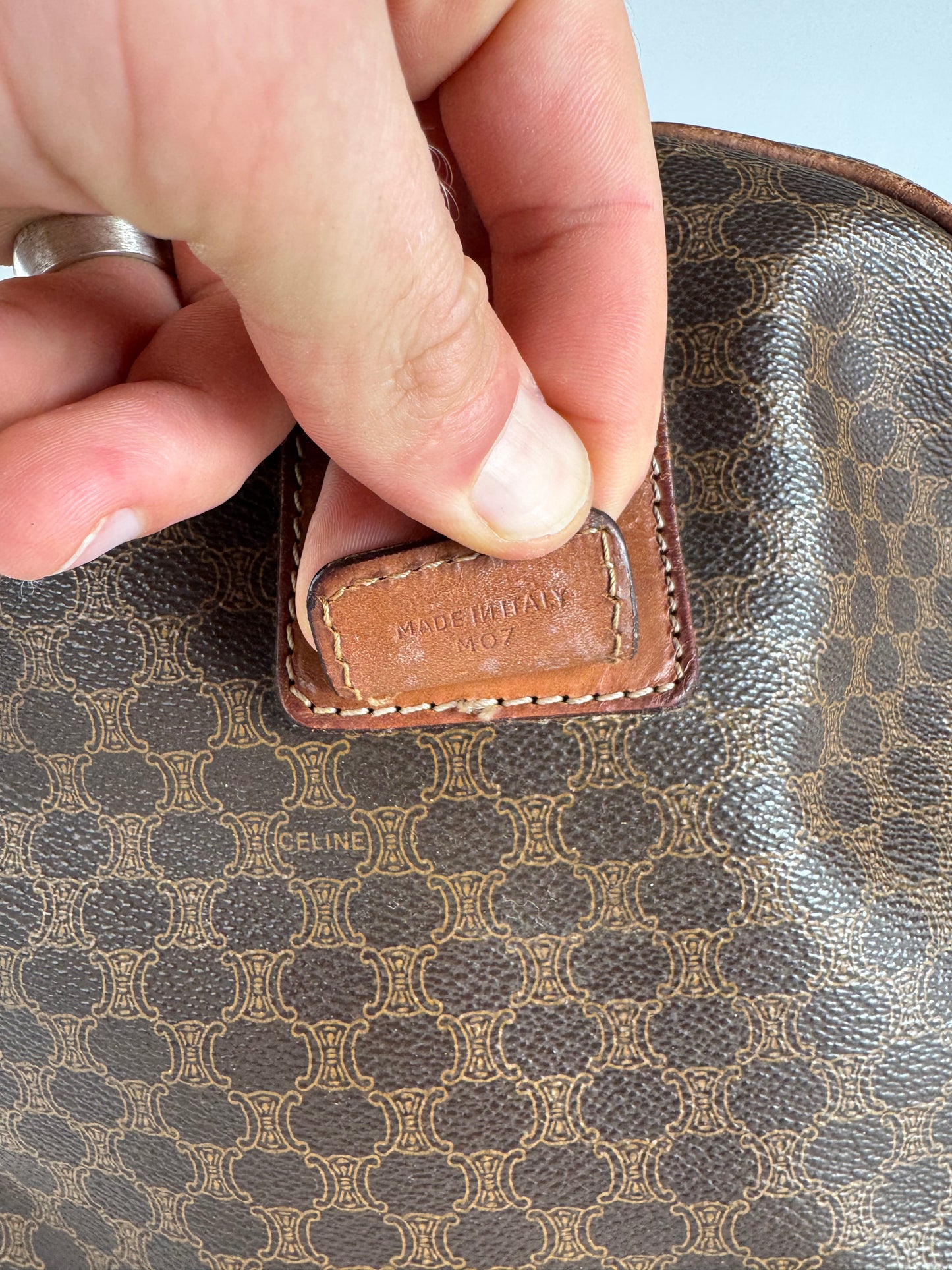 Vintage Celine Paris Triomphe Monogram Duffel Bag brown