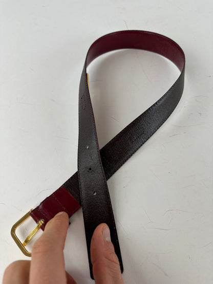 Vintage Givenchy 4G Logo Leather Belt Burgundy 65