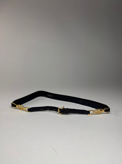 Vintage Celine Leather belt black gold
