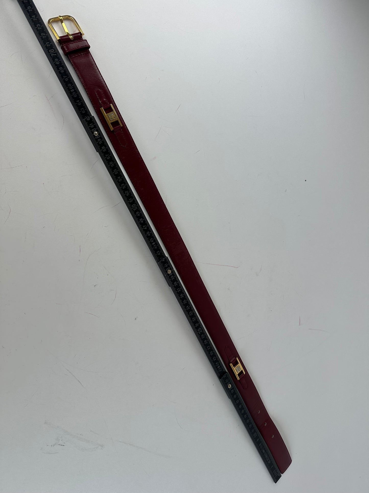 Vintage Givenchy 4G Logo Leather Belt Burgundy 65