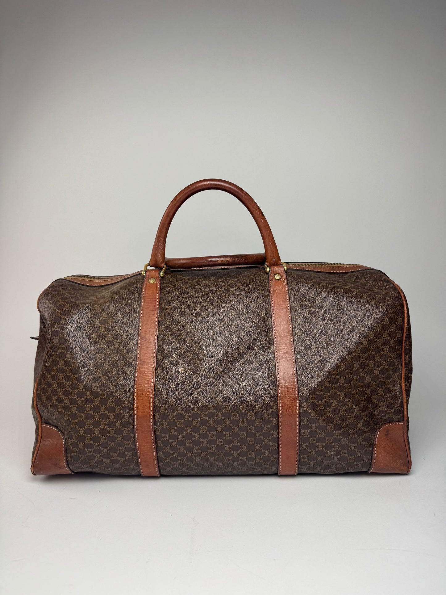Vintage Celine Paris Triomphe Monogram Duffel Bag brown